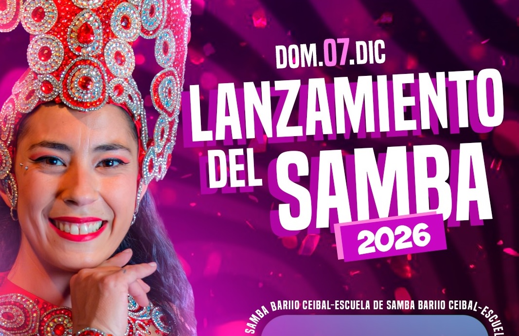 Domingo 7 con la presentación de la escuela de samba Barrio Ceibal 