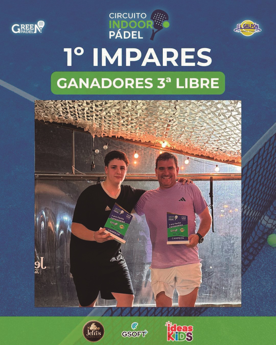 Pádel: Se disputó la 1a fecha del Circuito Indoor. Juanena/ Salaverría se quedaron con la 3a categoría Libre