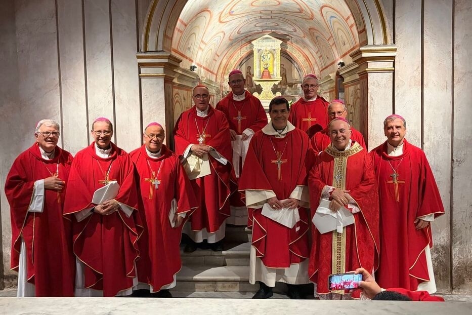 Los obispos uruguayos en su reciente visita al Vaticano,