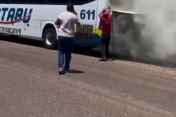 Motor de ómnibus se incendió cerca de las Termas de Arapey