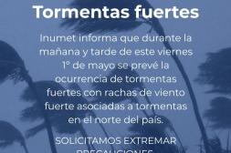 CECOED exhorta a prevención ante  alerta de tormentas y vientos fuertes