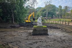 Avanza la limpieza y canalización del arroyo Sauzal y del lago del parque Solari