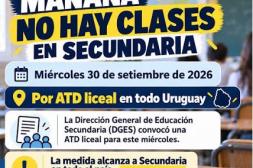 ATD suspende las clases en  todos los liceos este miércoles
