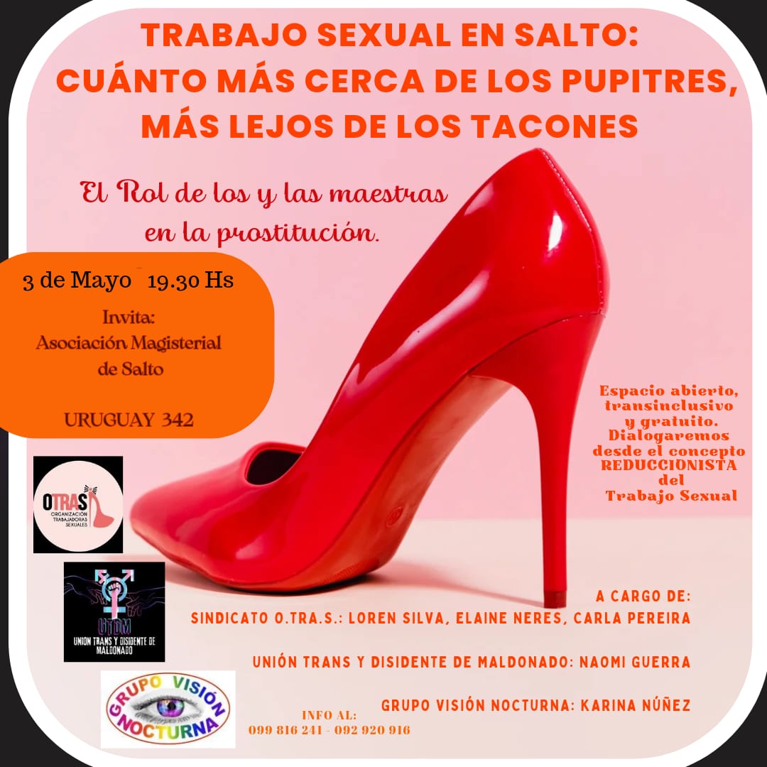 Anuncian taller sobre Trabajo Sexual y Educación en Salto: “Desafiando estigmas desde las aulas escolares”
