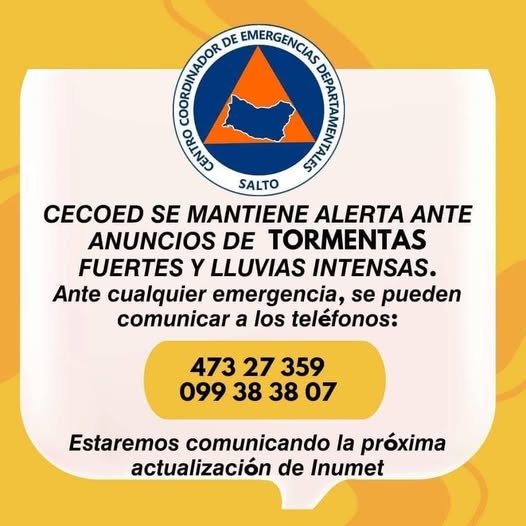 Cecoed en alerta ante aviso de Inumet por tormentas severas