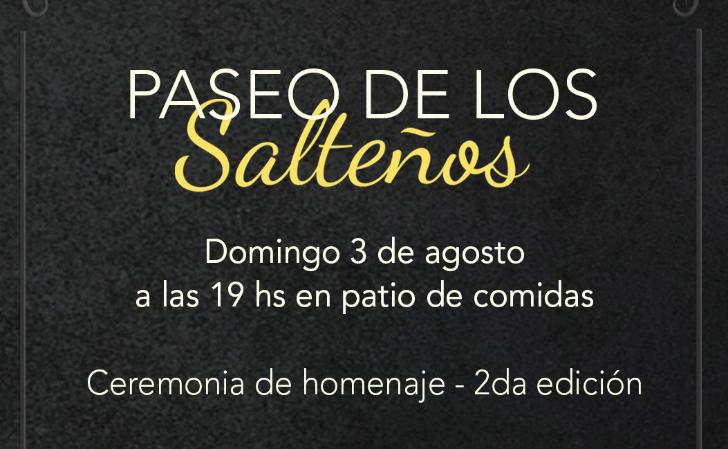 Destacados salteños serán homenajeados este próximo domingo en “Paseo de los Salteños” en Salto Shopping