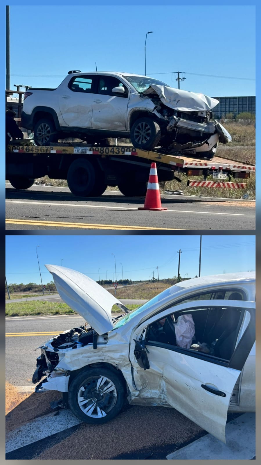 Dos heridos moderados tras violento  choque entre un auto y una camioneta